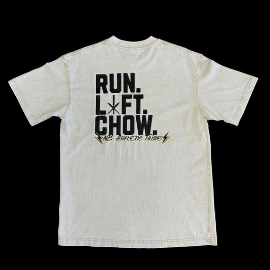 Run. Lift. Chow. Vintage Tee (Off-White)