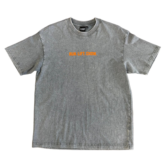 Run. Lift. Chow. Vintage Tee (Grey/Orange)