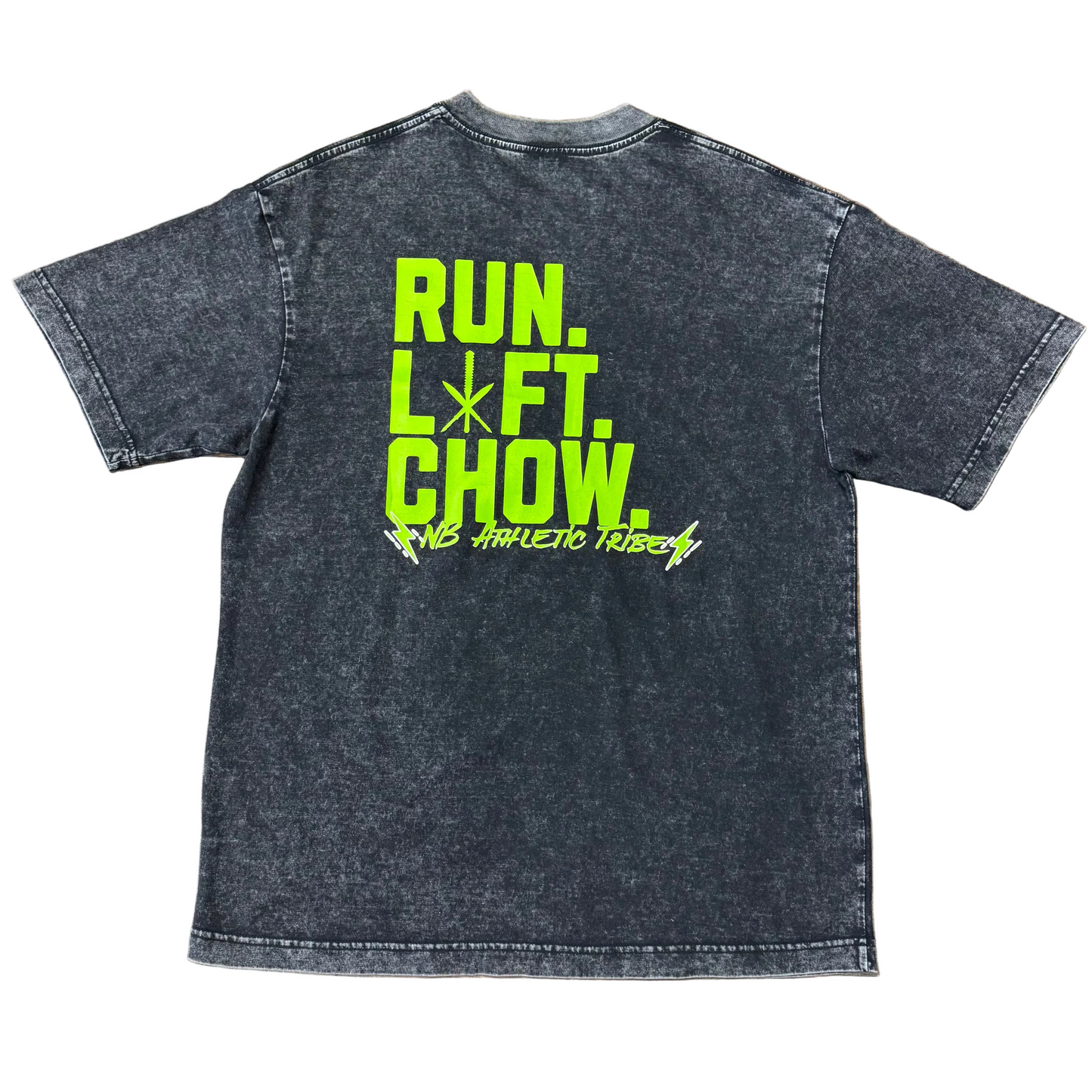 Run. Lift. Chow. Vintage Tee (Neon Green)
