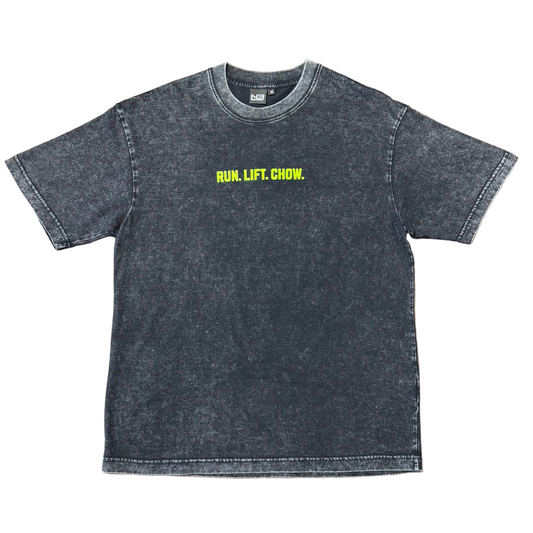 Run. Lift. Chow. Vintage Tee (Neon Green)